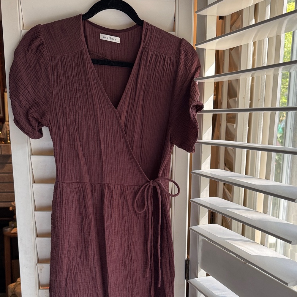 Neuflora Fall River Dress- Burgundy Wrap Midi Dress